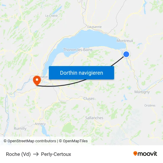 Roche (Vd) to Perly-Certoux map