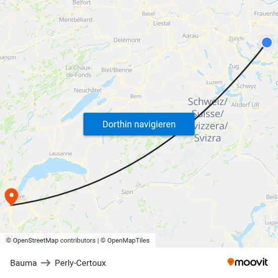 Bauma to Perly-Certoux map