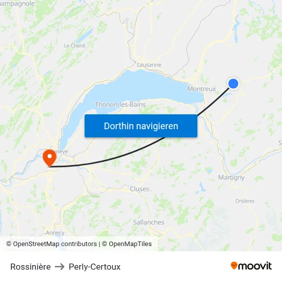 Rossinière to Perly-Certoux map