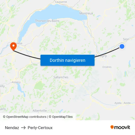 Nendaz to Perly-Certoux map
