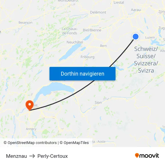 Menznau to Perly-Certoux map