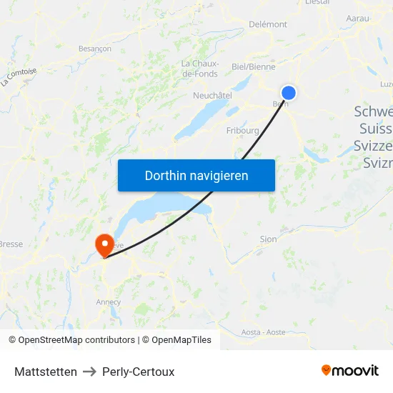 Mattstetten to Perly-Certoux map