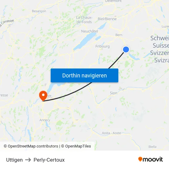 Uttigen to Perly-Certoux map
