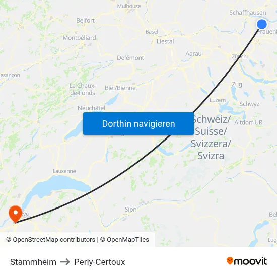 Stammheim to Perly-Certoux map