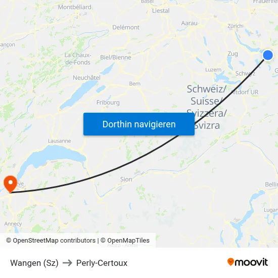Wangen (Sz) to Perly-Certoux map