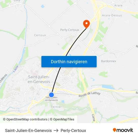 Saint-Julien-En-Genevois to Perly-Certoux map
