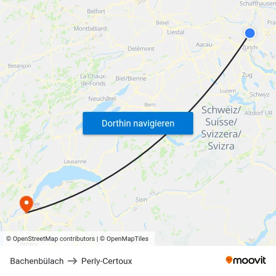 Bachenbülach to Perly-Certoux map