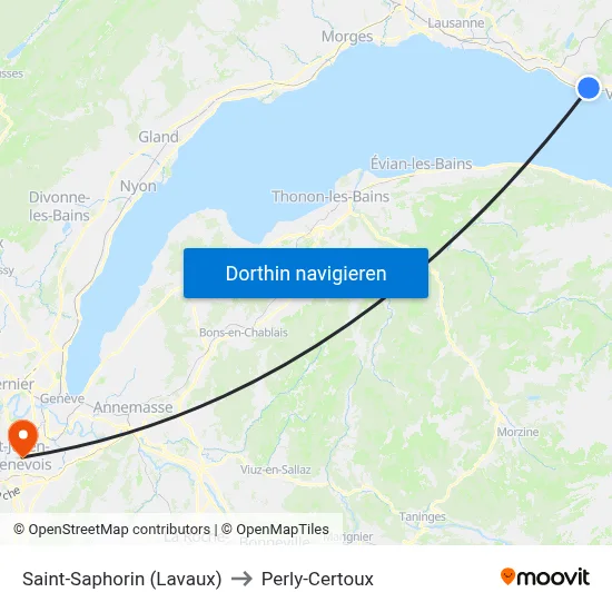 Saint-Saphorin (Lavaux) to Perly-Certoux map