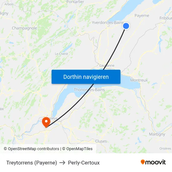 Treytorrens (Payerne) to Perly-Certoux map