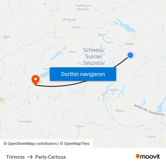 Trimmis to Perly-Certoux map