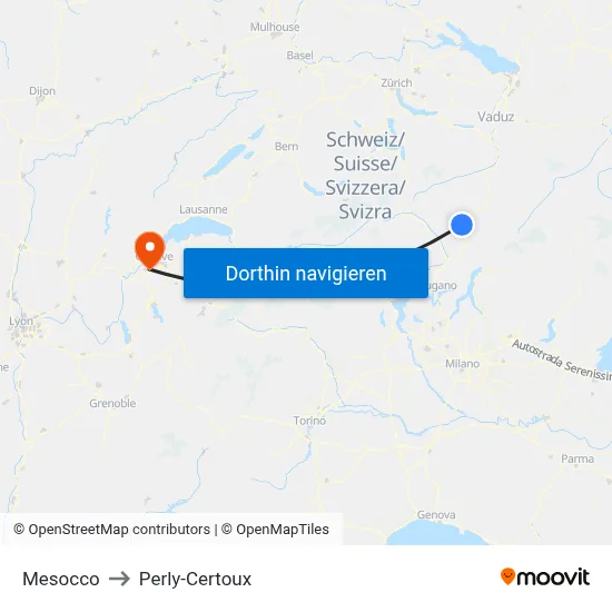 Mesocco to Perly-Certoux map