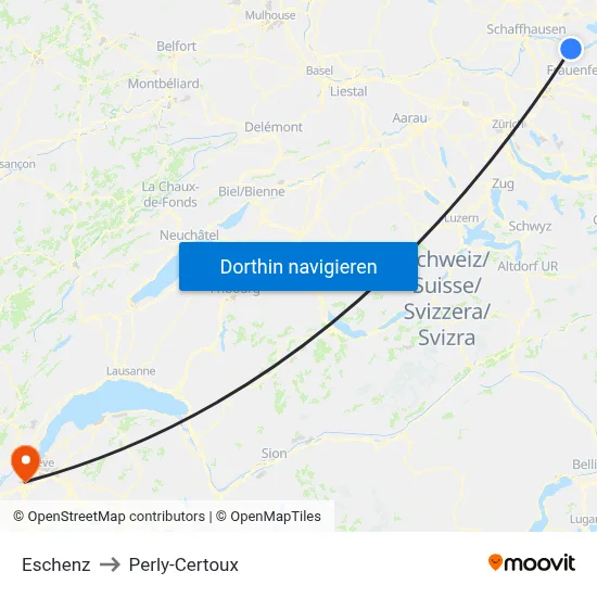Eschenz to Perly-Certoux map