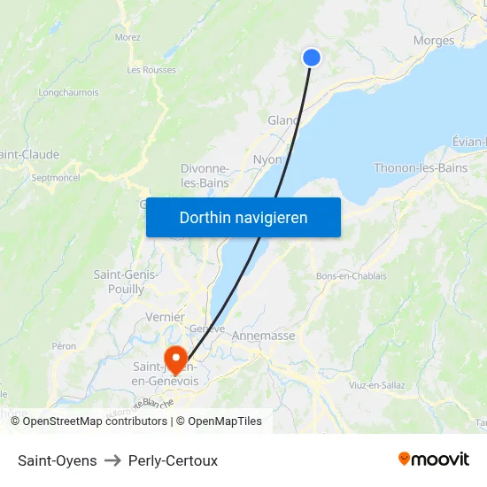 Saint-Oyens to Perly-Certoux map