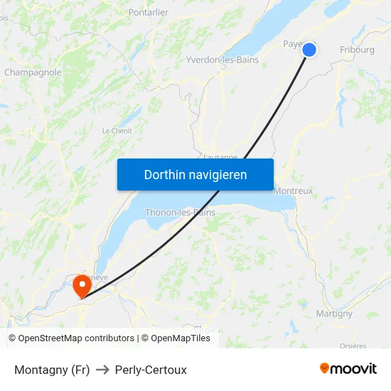 Montagny (Fr) to Perly-Certoux map