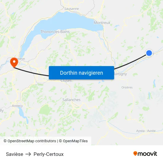 Savièse to Perly-Certoux map