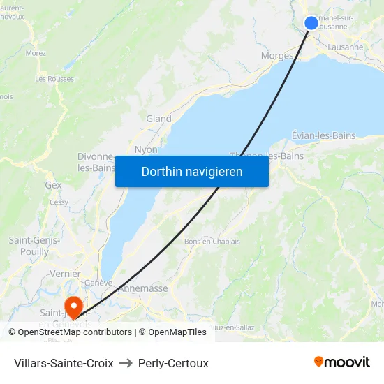 Villars-Sainte-Croix to Perly-Certoux map