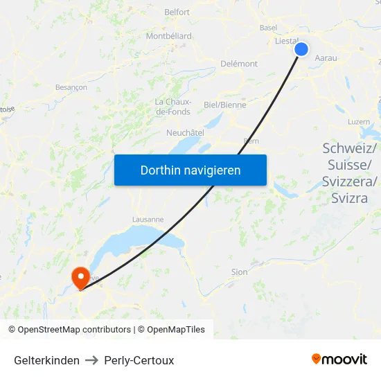 Gelterkinden to Perly-Certoux map