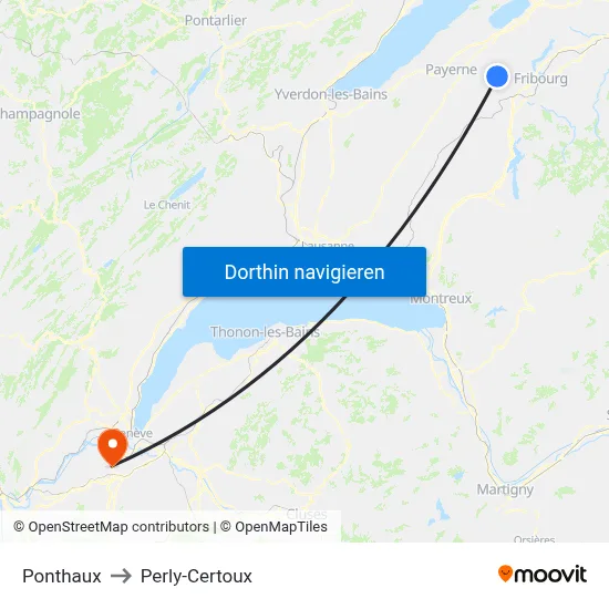 Ponthaux to Perly-Certoux map