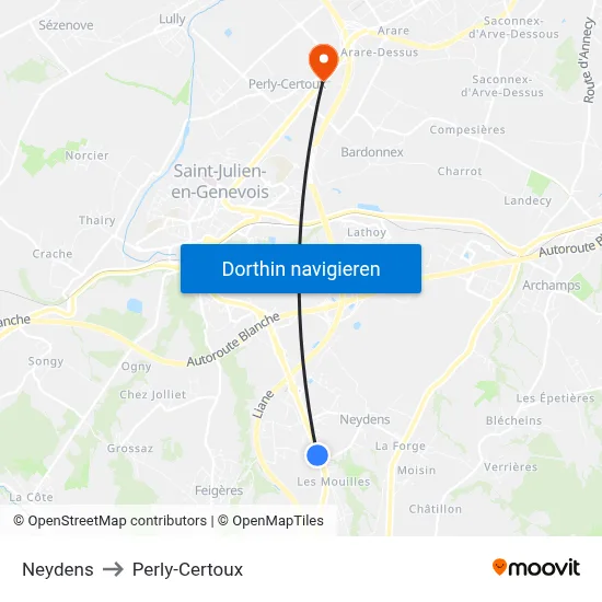 Neydens to Perly-Certoux map