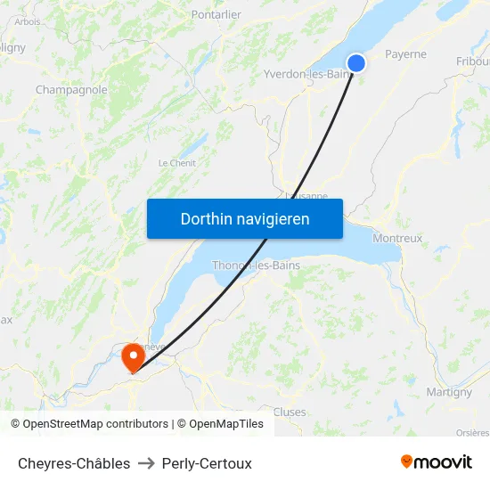 Cheyres-Châbles to Perly-Certoux map