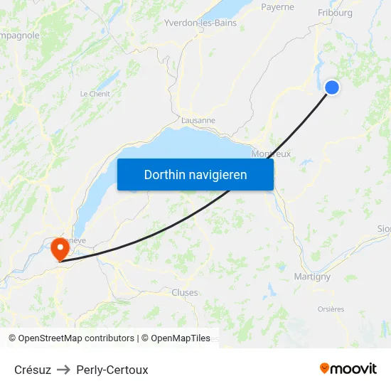 Crésuz to Perly-Certoux map