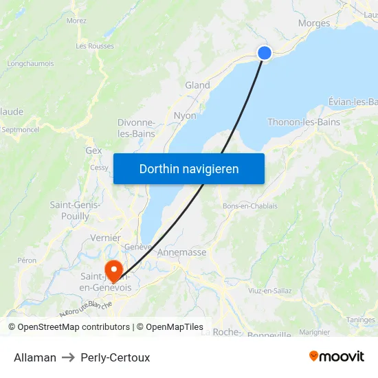Allaman to Perly-Certoux map