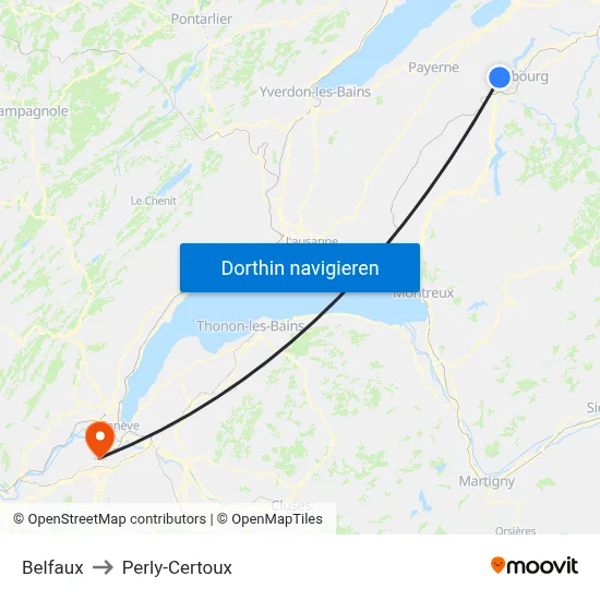 Belfaux to Perly-Certoux map