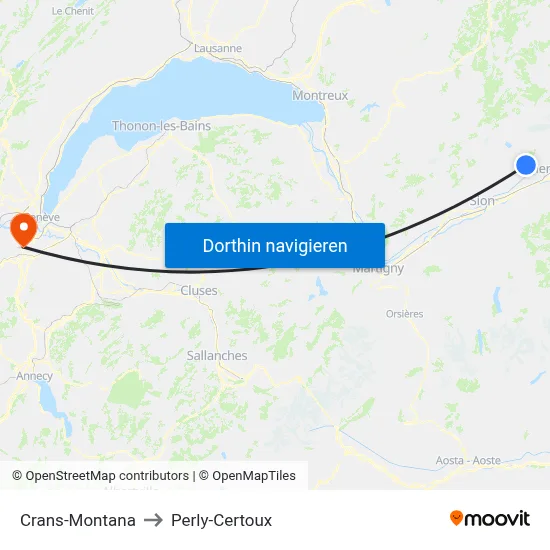 Crans-Montana to Perly-Certoux map