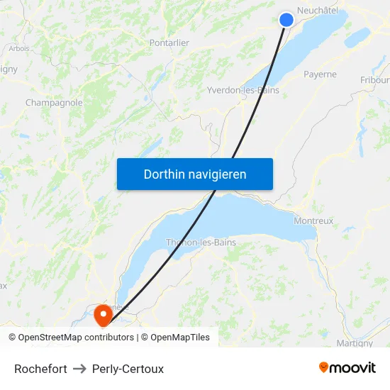 Rochefort to Perly-Certoux map