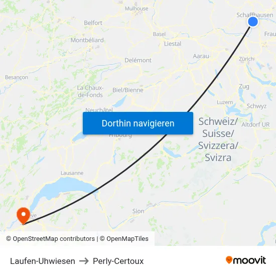 Laufen-Uhwiesen to Perly-Certoux map