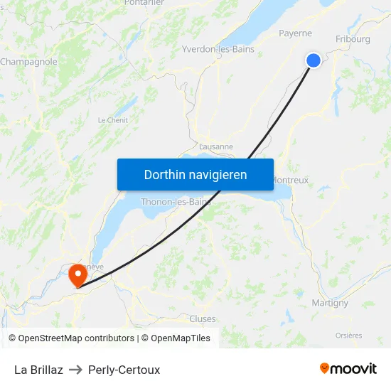 La Brillaz to Perly-Certoux map