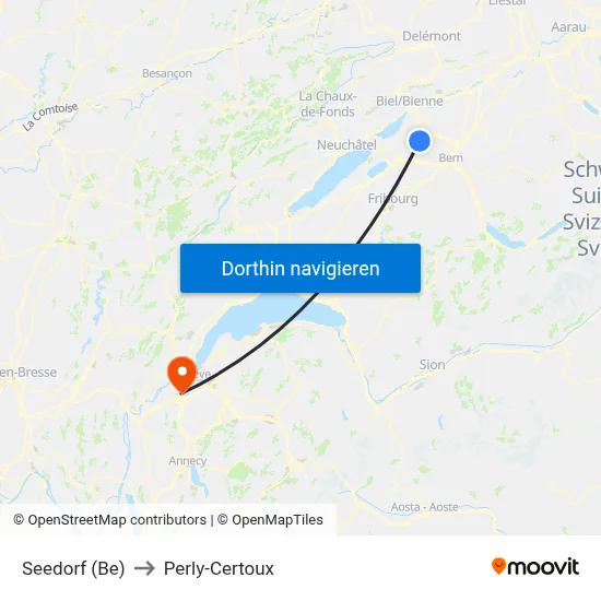 Seedorf (Be) to Perly-Certoux map