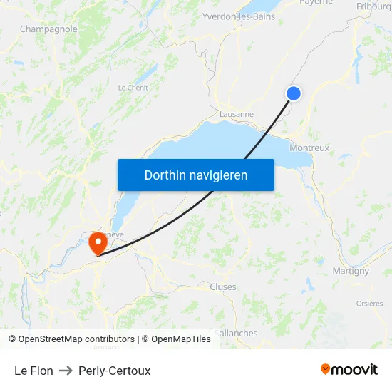 Le Flon to Perly-Certoux map