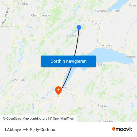 L'Abbaye to Perly-Certoux map