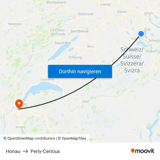 Honau to Perly-Certoux map