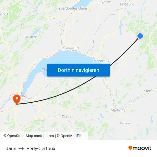 Jaun to Perly-Certoux map