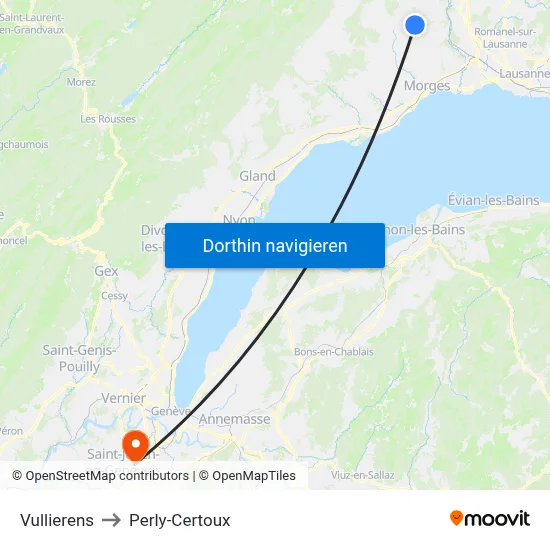 Vullierens to Perly-Certoux map