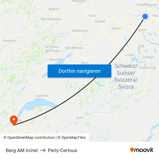 Berg AM Irchel to Perly-Certoux map