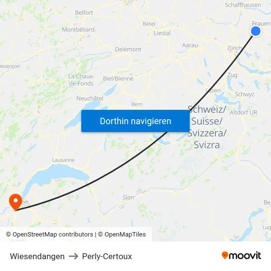 Wiesendangen to Perly-Certoux map