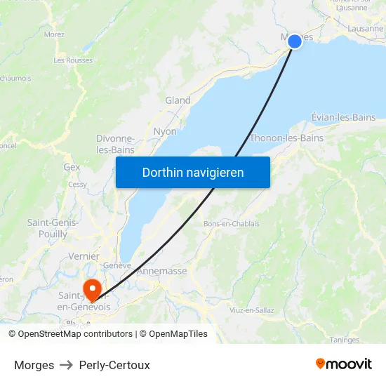 Morges to Perly-Certoux map