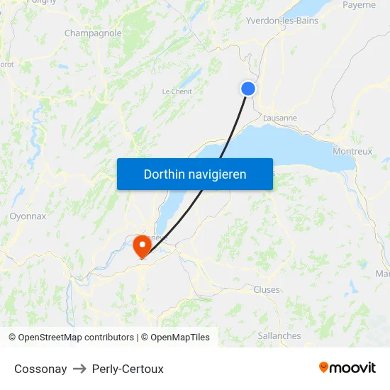 Cossonay to Perly-Certoux map