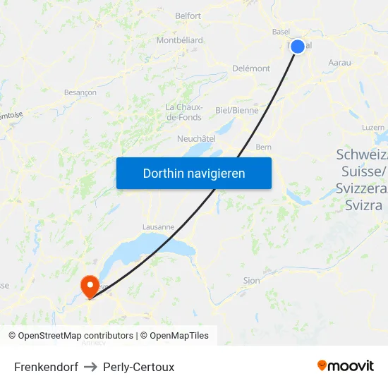 Frenkendorf to Perly-Certoux map