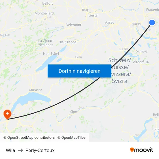 Wila to Perly-Certoux map