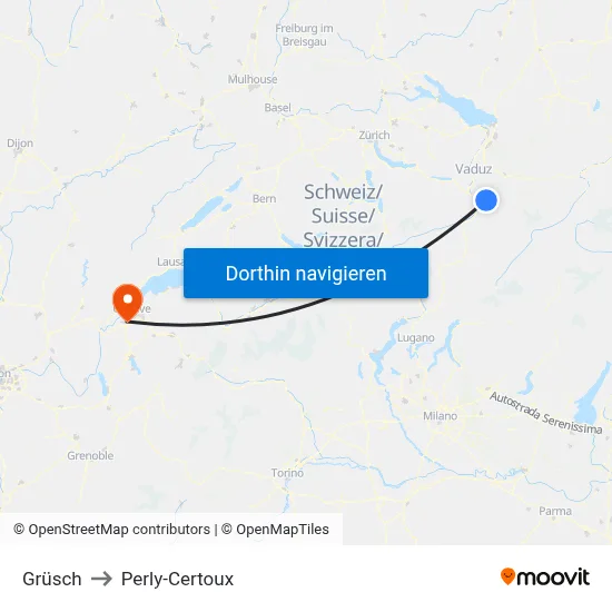 Grüsch to Perly-Certoux map