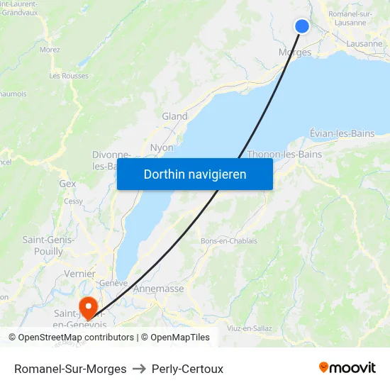 Romanel-Sur-Morges to Perly-Certoux map