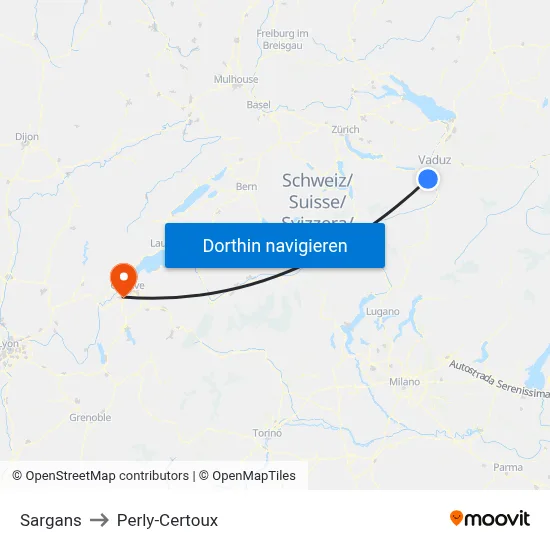 Sargans to Perly-Certoux map