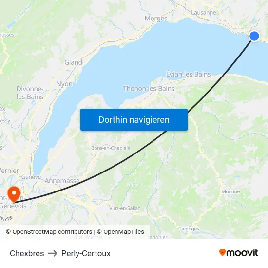 Chexbres to Perly-Certoux map