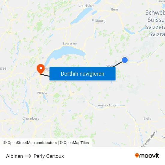 Albinen to Perly-Certoux map
