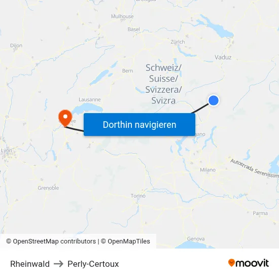 Rheinwald to Perly-Certoux map
