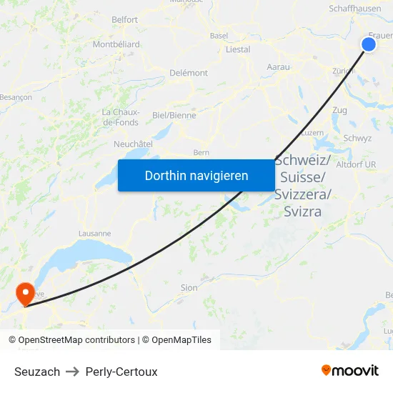 Seuzach to Perly-Certoux map
